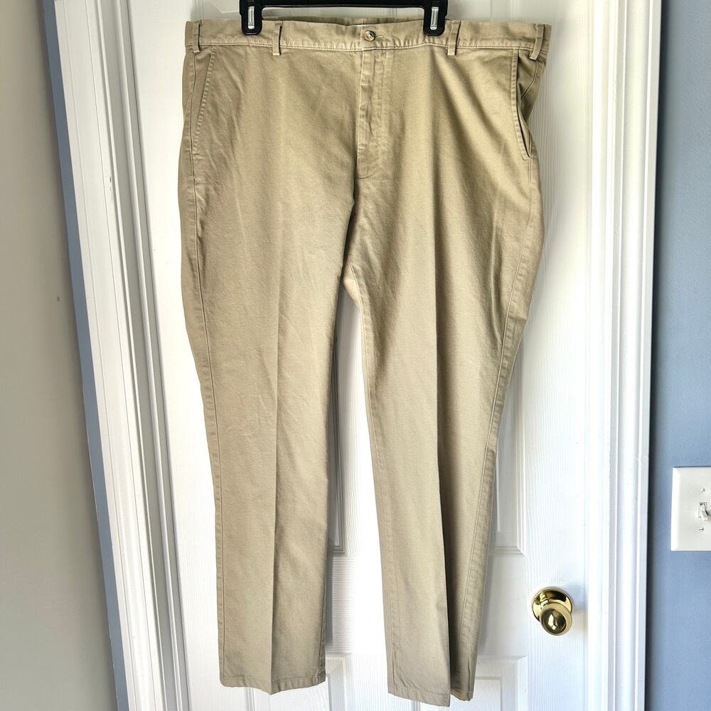 Peter Millar Khaki Chino Pants Flat front pima cotton Size 42x30